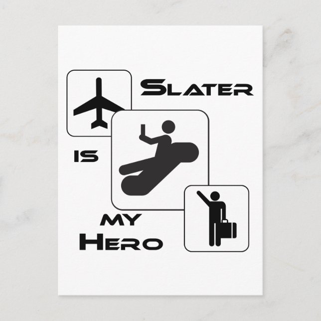 Postal Funny Airline T-shirt Slater es mi héroe (Anverso)