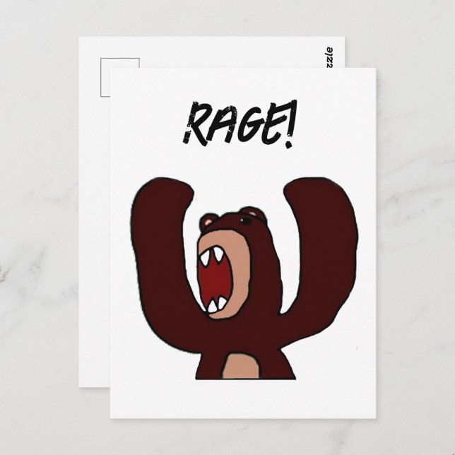 Postal Funny Angry Brown Bear Personalizado - Destacado (Anverso / Reverso)