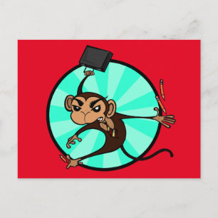 POSTAL FUNNY ANGRY MONKEY GRAPHIC HORIZONTAL POSTCARD