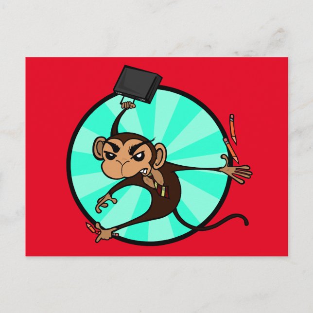 POSTAL FUNNY ANGRY MONKEY GRAPHIC HORIZONTAL POSTCARD (Anverso)