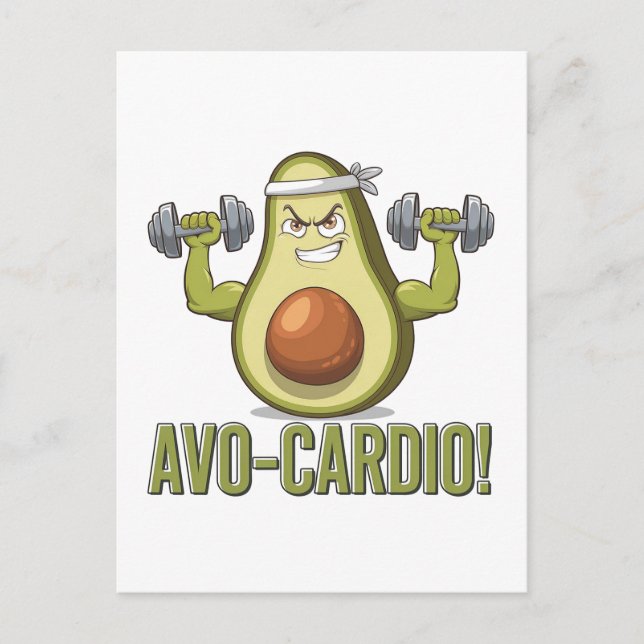 Postal Funny Avo-Cardio Aguacate Fitness Design (Anverso)