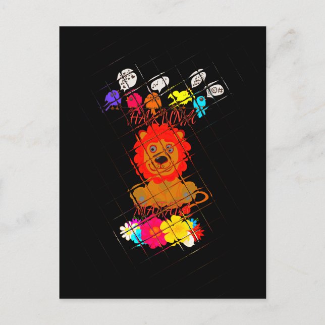 Postal Funny Baby Lion King: Diseño de Arte Hakuna Matata (Anverso)