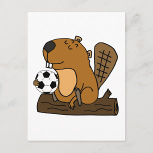 Postal Funny Beaver Jugando Al Personalizado De Fútbol