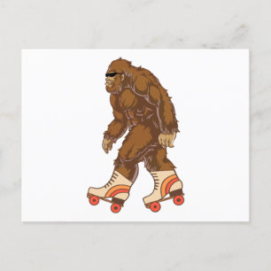 Postal Funny Bigfoot Roller Sking