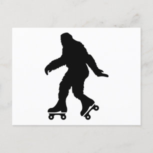 Postal Funny Bigfoot Roller Sking