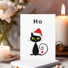 Postal Funny Black Sitting El gato de los Navidades de Sa