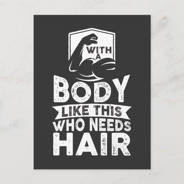 Postal Funny Bodybuilder No Hair Calvario Atleta (Anverso)