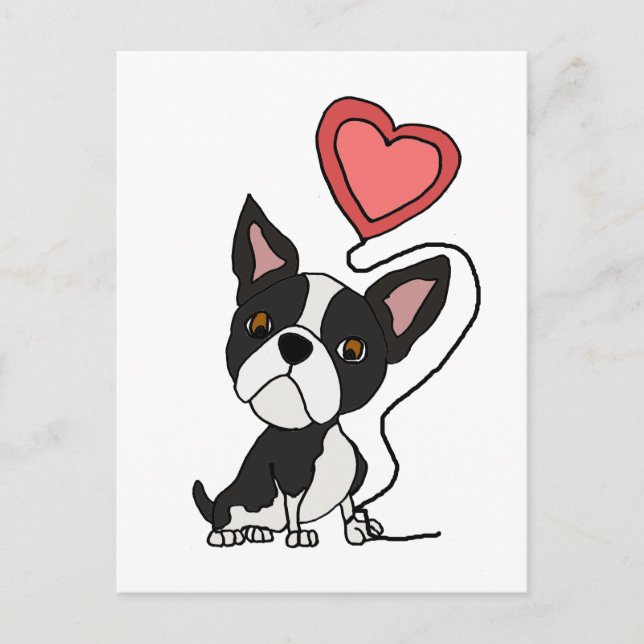 Postal Funny Boston Terrier Love Personalizado (Anverso)