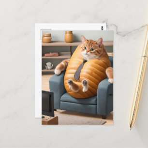 Postal Funny Bread Loaf Cat