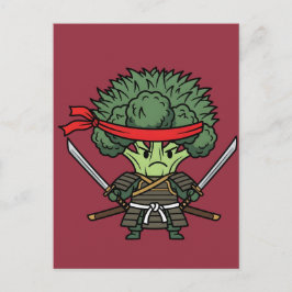 Postal Funny Broccoli Samurai Warrior Japanese Art Illust