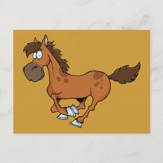 POSTAL FUNNY BROWN PERSONALIZADO HORSE CORRIENDO GALLOPIN