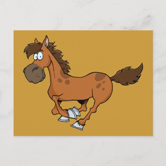 POSTAL FUNNY BROWN PERSONALIZADO HORSE CORRIENDO GALLOPIN (Anverso)