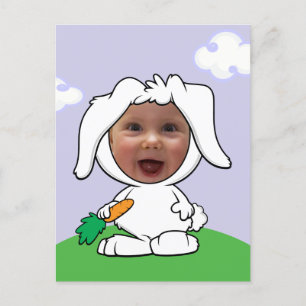 Postal Funny Bunny Rabbit Photo Face Template