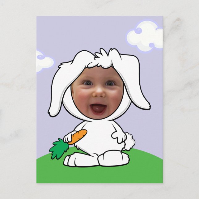 Postal Funny Bunny Rabbit Photo Face Template (Anverso)