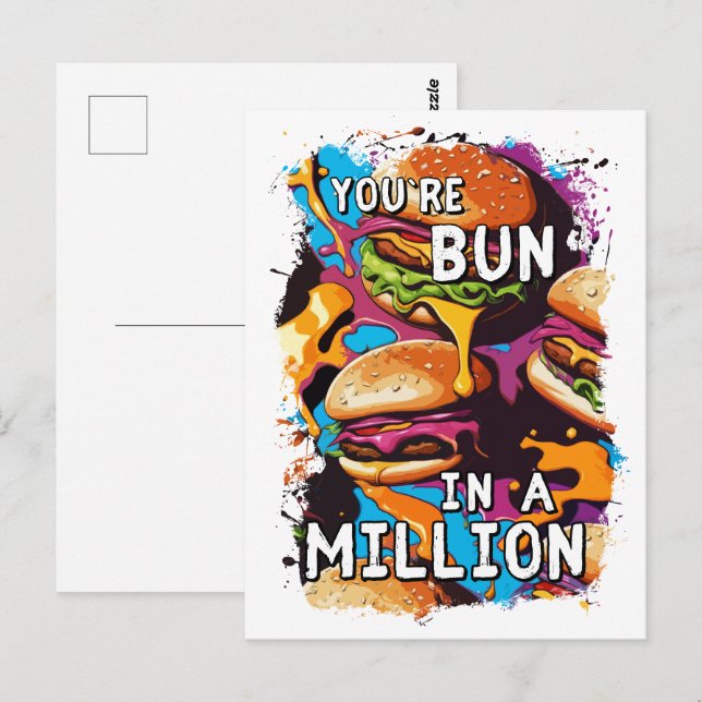 Postal Funny BURGER Bun en un millón de libras para los a (Anverso / Reverso)