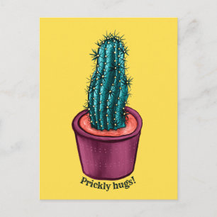 Postal Funny Cactus Psychedelic Pott Succulant Planta