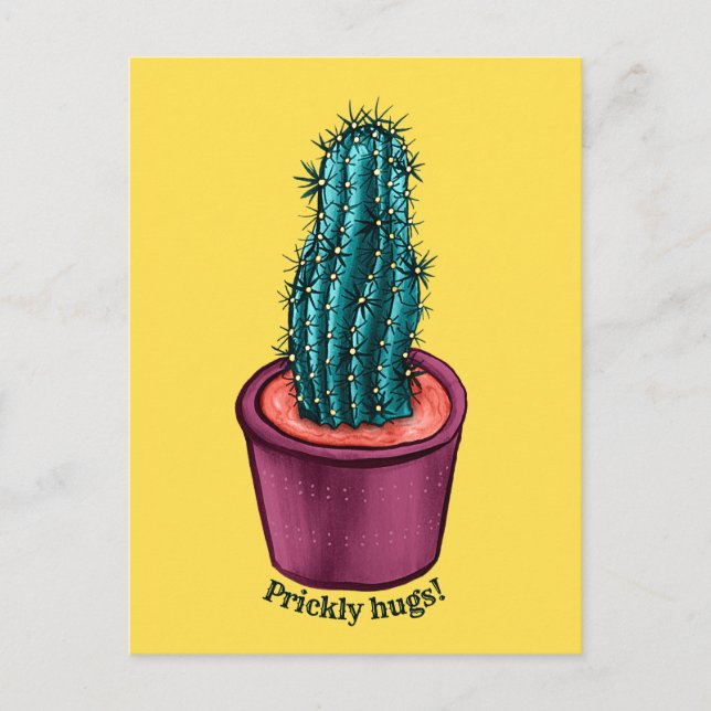 Postal Funny Cactus Psychedelic Pott Succulant Planta (Anverso)