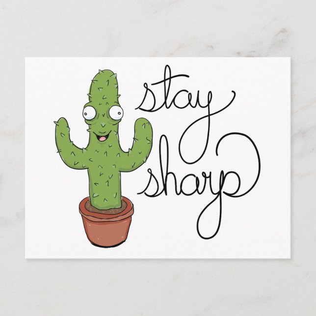 Postal Funny Cactus Stay Sharp Character (Anverso)