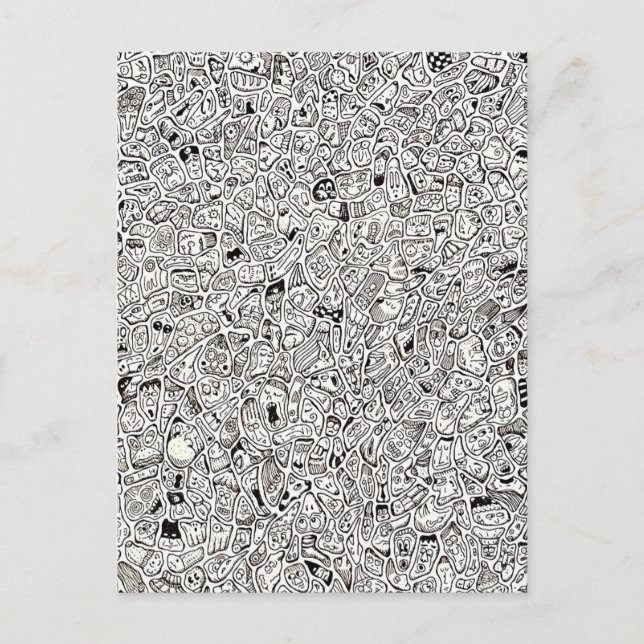 Postal Funny Cartoon Faces Drawing Postcard (Anverso)