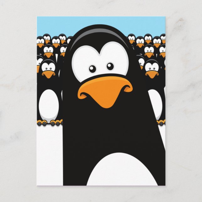 Postal Funny Cartoon Penguins Postcard (Anverso)