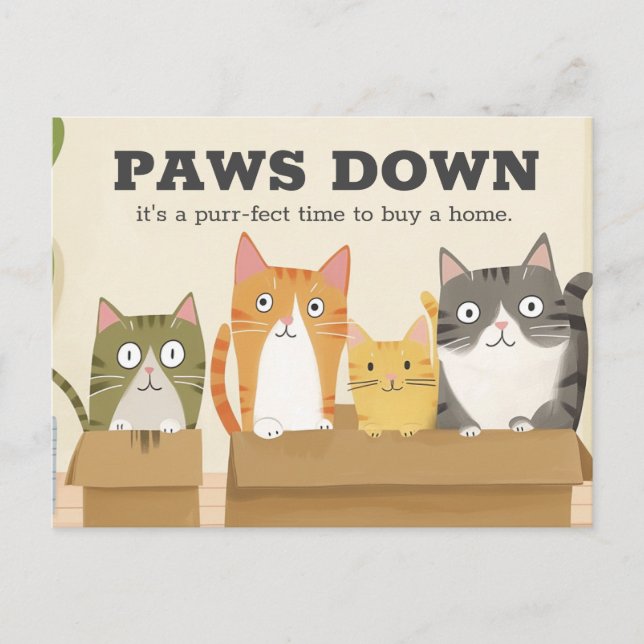 Postal Funny Cat Home Buyer's Real Estate Marketing (Anverso)
