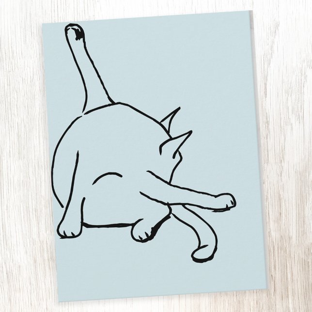 Postal Funny Cat Humor (Fun cat humor line drawing postcard)