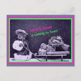 Postal Funny Cat Navidades Vintage