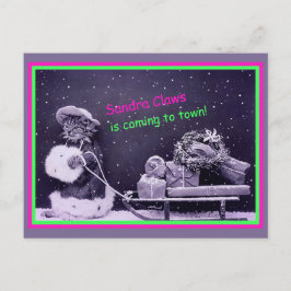 Postal Funny Cat Navidades Vintage