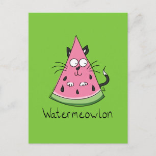 Postal Funny Cat Watermelon Cute Kids
