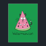Postal Funny Cat Watermelon Cute Kids<br><div class="desc">¡Este adorable watermeowlon está aquí para saludar!  Perfecto para un amante del gato o un fanático de la sandía o sólo un amigo que le gusta estar sano,  comer fruta y reírse con su gatito.</div>