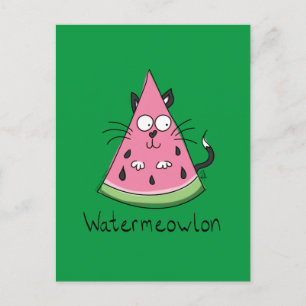 Postal Funny Cat Watermelon Cute Kids