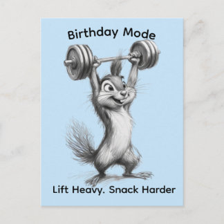 Postal Funny Chipmunk Postcard - Birthday Mode Gym Art