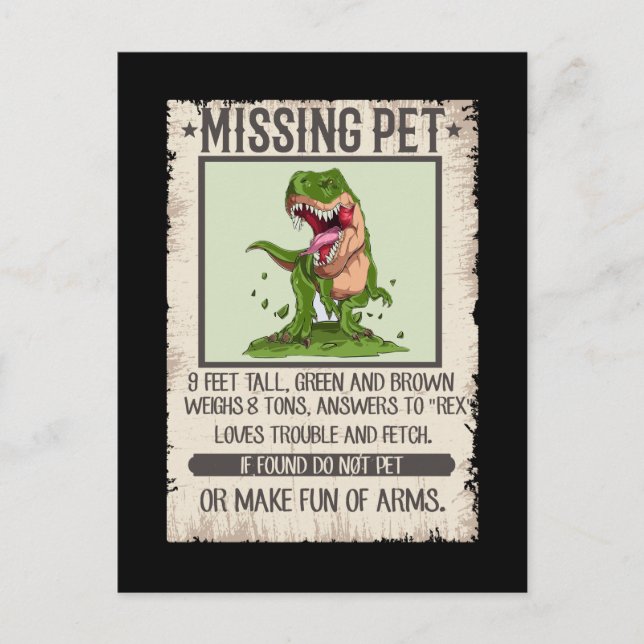 Postal Funny Chiste de dinosaurios del Mascota Dino T-Rex (Anverso)