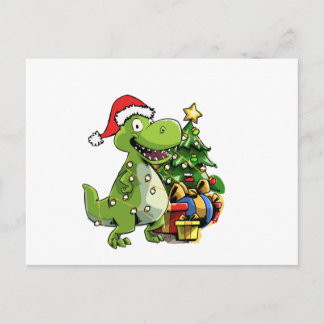 Postal Funny Christmas T Rex, Xmas Dinosaur