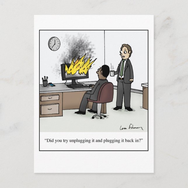 Postal Funny Computer and Technology Office Personalizado (Anverso)