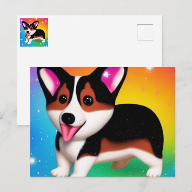 Postal Funny Corgi Puppy Dog   (Anverso / Reverso)