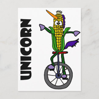 Postal Funny Corn ear Riding Unicycle UNICORN Personaliza