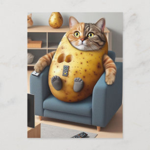 Postal Funny Couch Potato Cat con Remotes