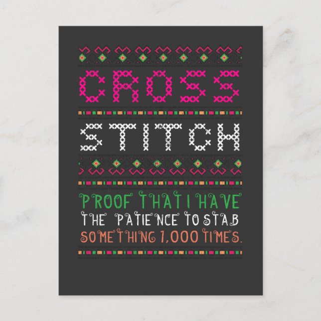 Postal Funny Cross Stitch Needlepoint Scoder Needle Art (Anverso)
