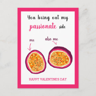 Postal Funny Día de San Valentín de fruta de pasión rosa