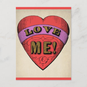 Postal Funny Día de San Valentín Love Me Retro Heart