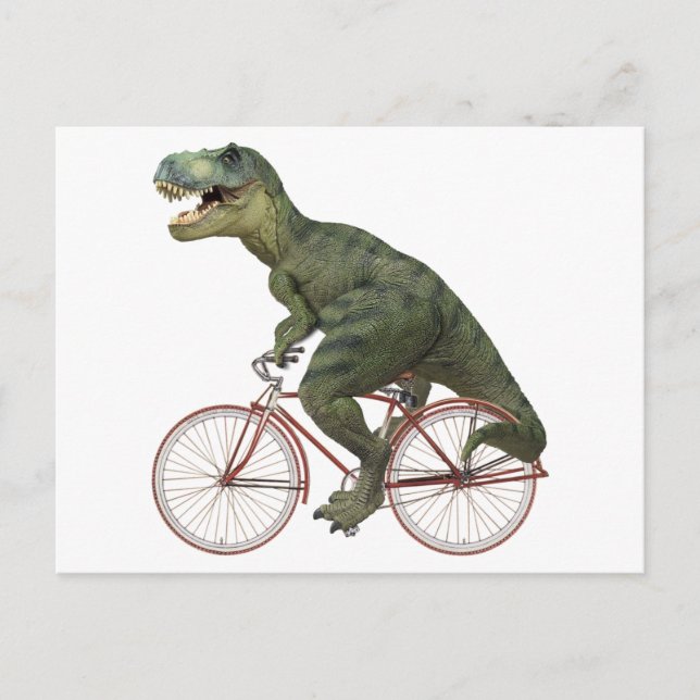 Postal Funny Dinosaur TRex Ciclismo en bicicleta (Anverso)