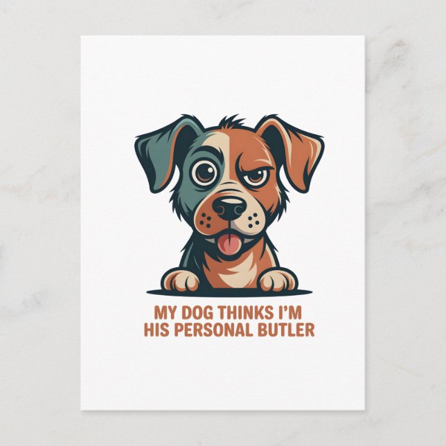 Postal Funny Dog Butler Quote Illustration (Anverso)