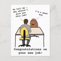 Funny dog ilustracion felicitaciones nuevo trabajo