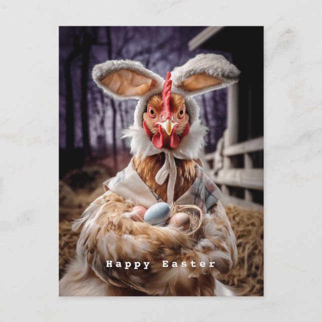 Postal Funny Easter Chicken Bunny Costume (Anverso)