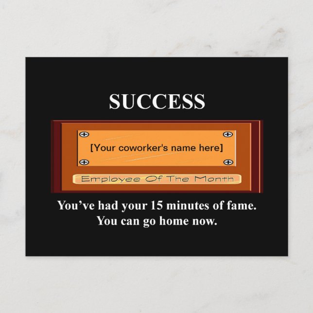 Postal Funny Employee of the Month Your Name Plate (Anverso)