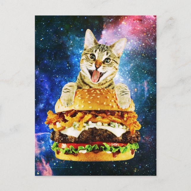 Postal Funny espacio para gatos de hamburguesas (Anverso)