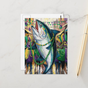 Postal Funny Feliz Mardi Gras Fish