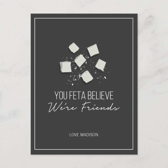 Postal Funny Feta Friends Valentine Love Cheese Postcard (Anverso)
