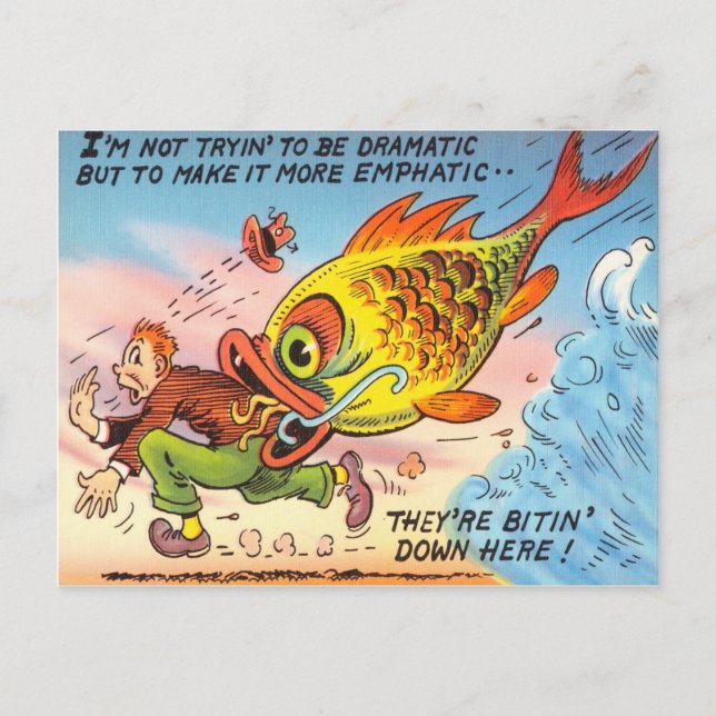 Postal Funny Fish Postcard Fisher Personalizado (Anverso)